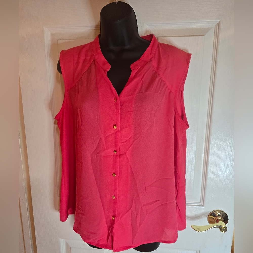 Calvin Klein Pink Sleeveless Button Down Shirt